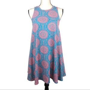 Black Bead Sleeveless Coral Aqua Dress
